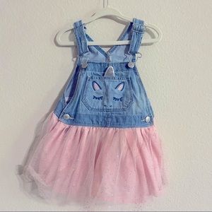 Oshkosh girls 2T overall unicorn Dress with glitter